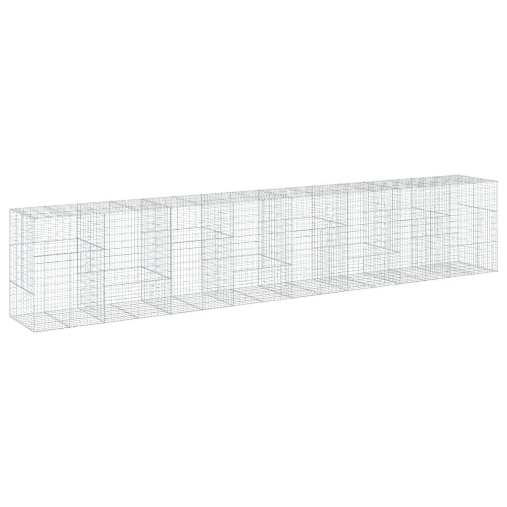 vidaXL Gabion Basket with Cover 800x100x150 cm Galvanised Iron 5