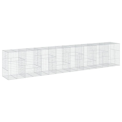 vidaXL Gabion Basket with Cover 800x100x150 cm Galvanised Iron 5