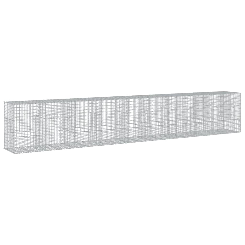 vidaXL Gabion Basket with Cover 900x100x150 cm Galvanised Iron 2