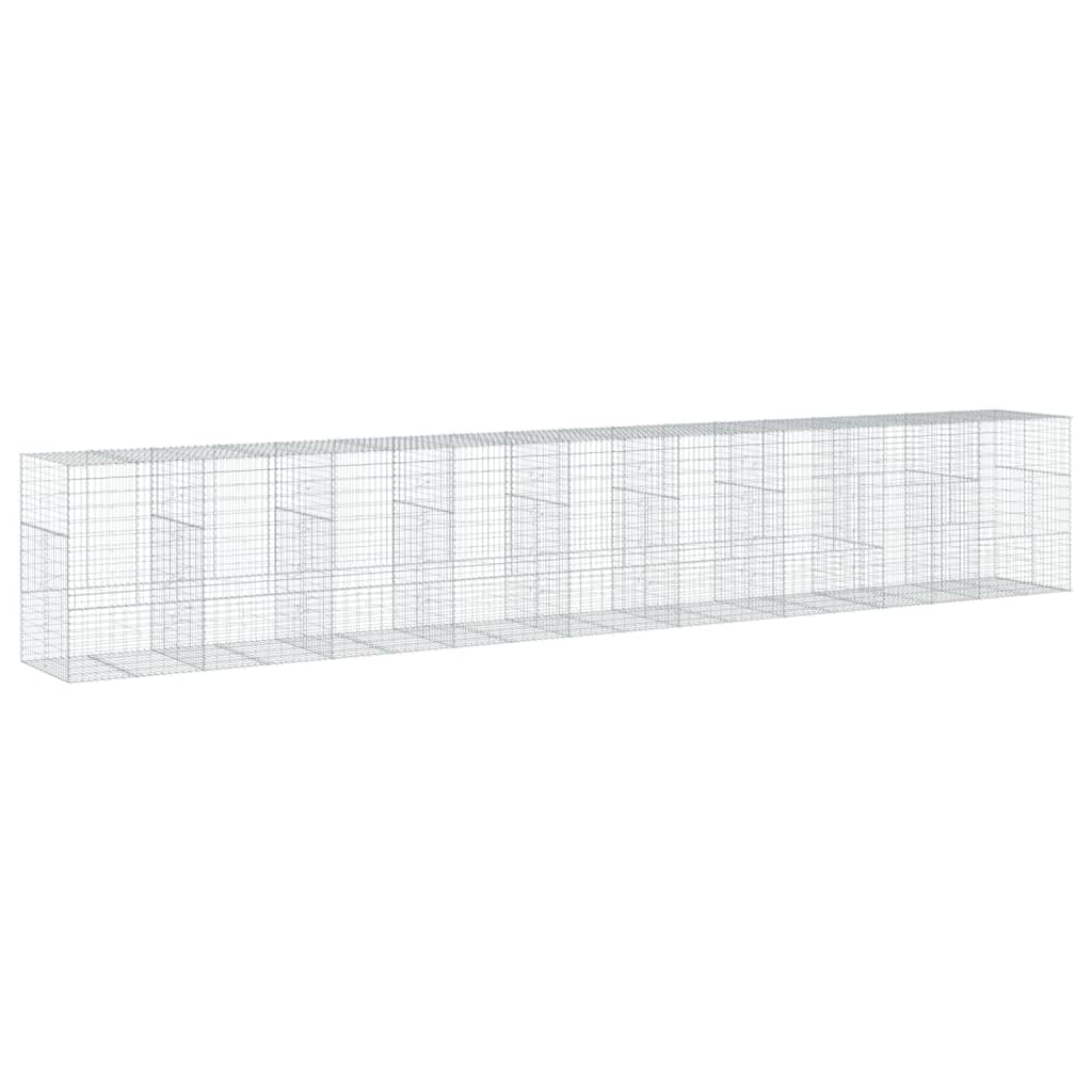 vidaXL Gabion Basket with Cover 900x100x150 cm Galvanised Iron 5