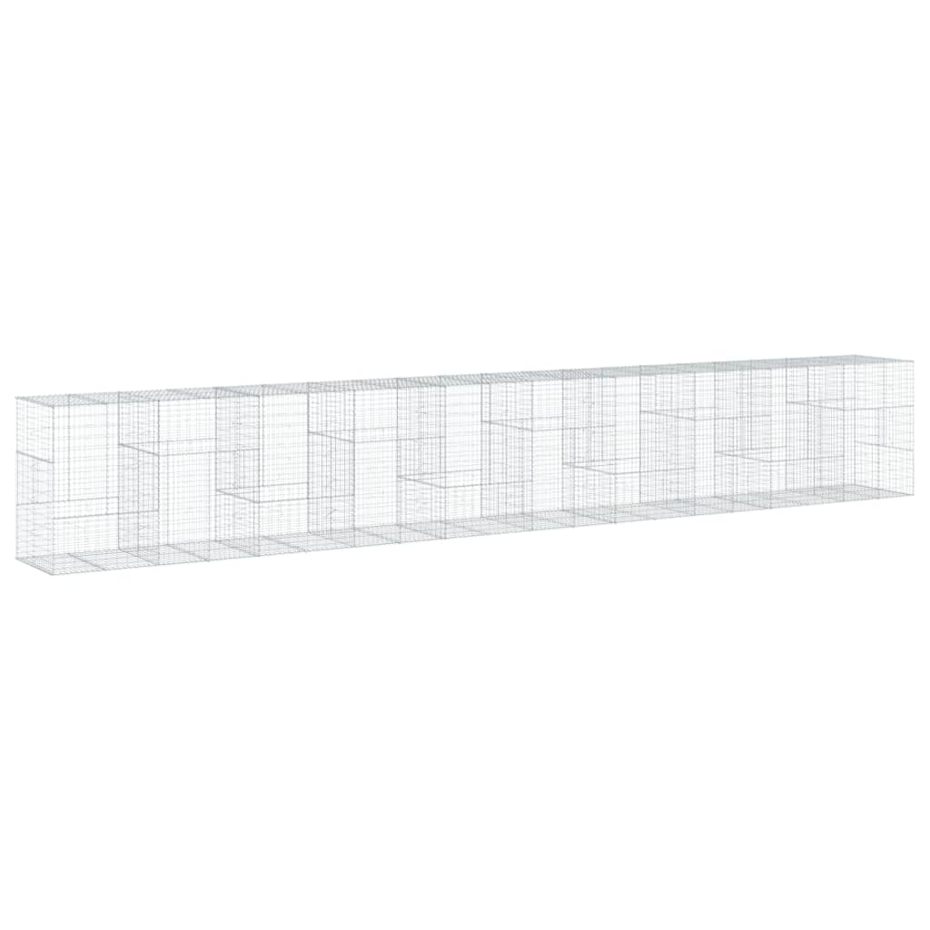 vidaXL Gabion Basket with Cover 1000x100x150 cm Galvanised Iron 2