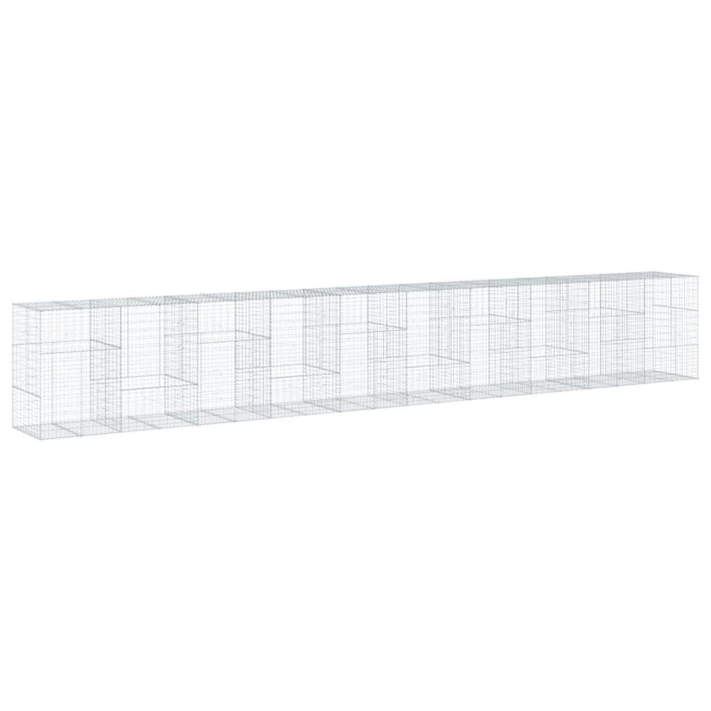 vidaXL Gabion Basket with Cover 1000x100x150 cm Galvanised Iron 5