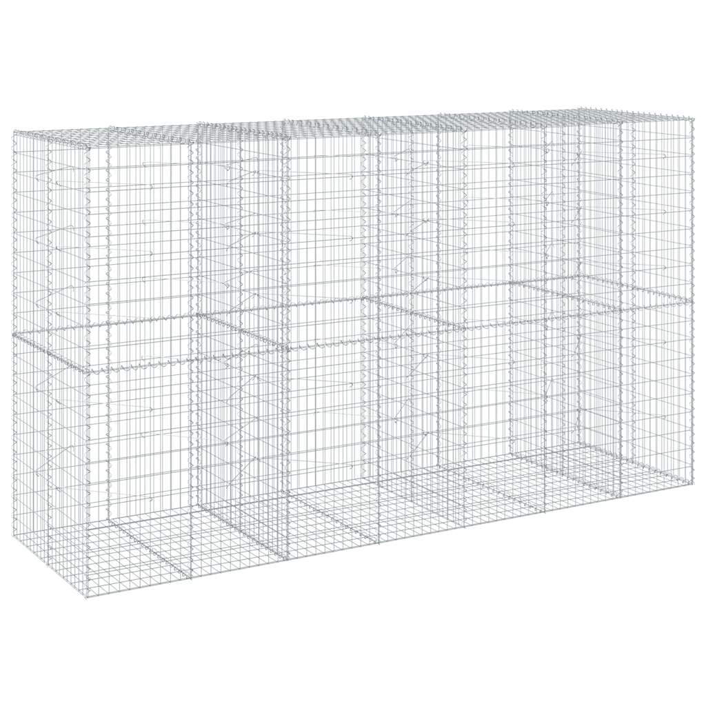 vidaXL Gabion Basket with Cover 350x100x200 cm Galvanised Iron 2