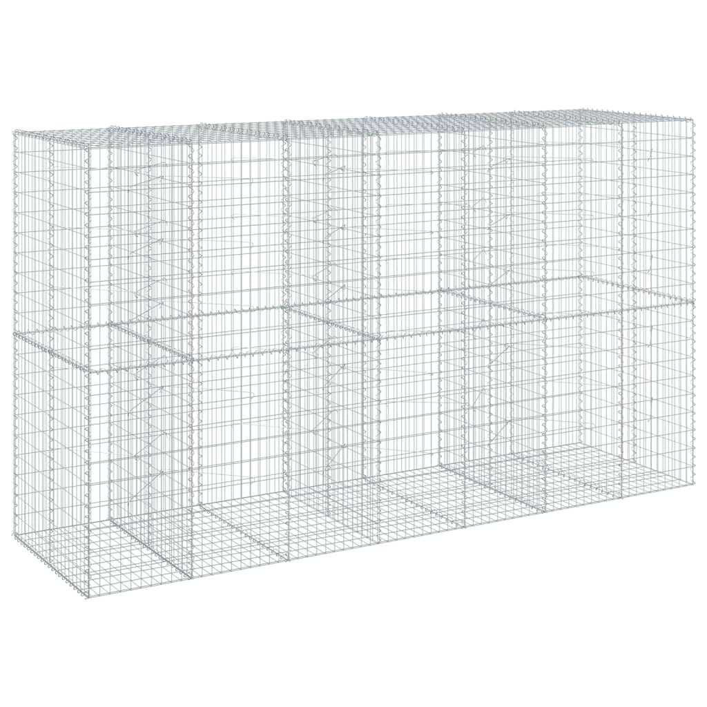 vidaXL Gabion Basket with Cover 350x100x200 cm Galvanised Iron 4