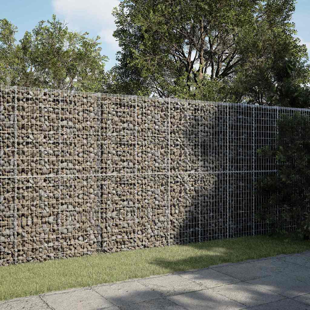 vidaXL Gabion Basket with Cover 350x100x200 cm Galvanised Iron 1