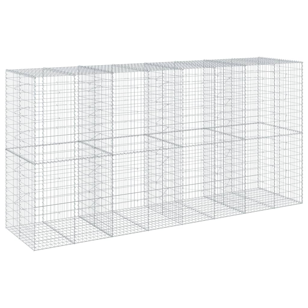vidaXL Gabion Basket with Cover 400x100x200 cm Galvanised Iron 2