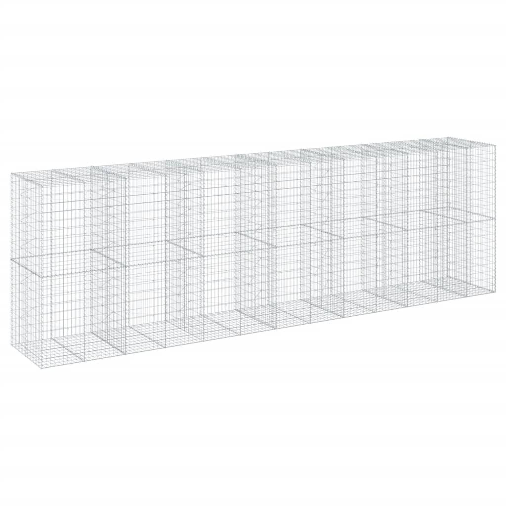 vidaXL Gabion Basket with Cover 650x100x200 cm Galvanised Iron 2