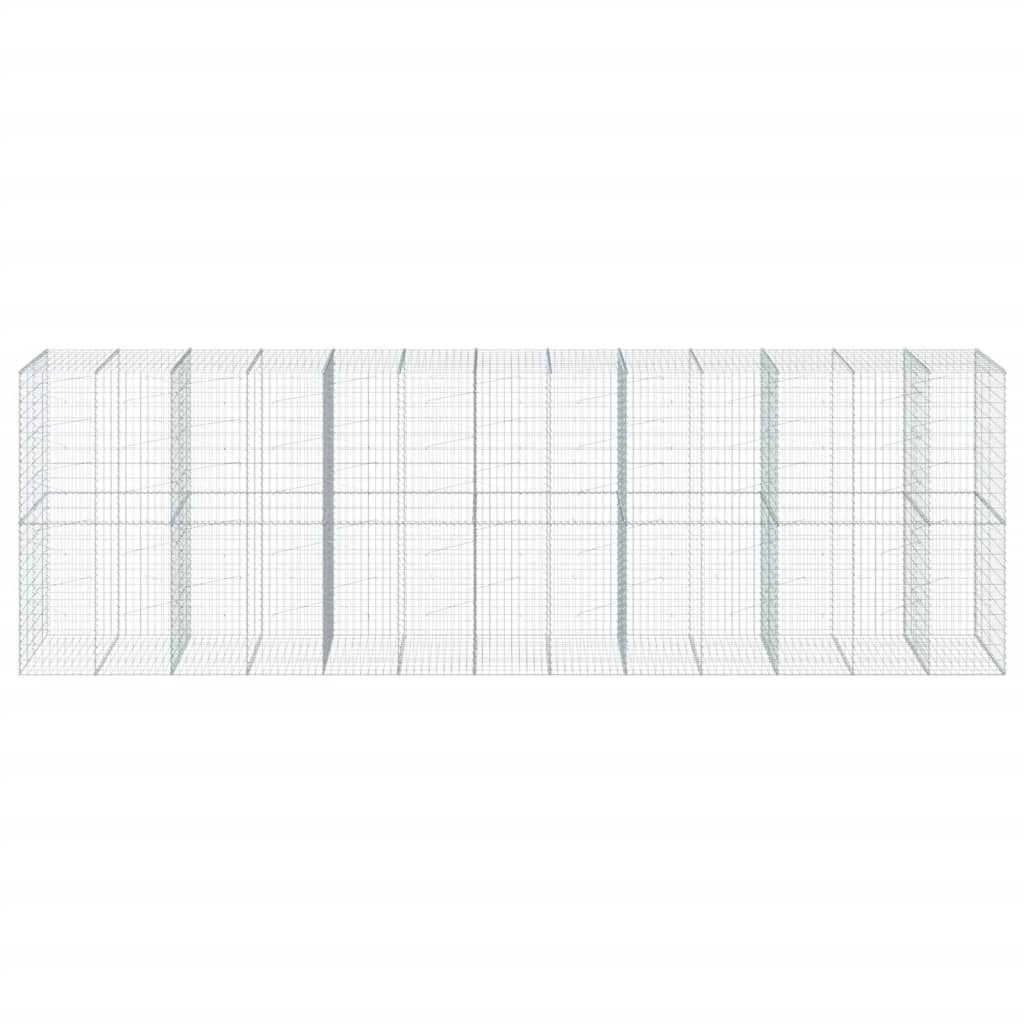vidaXL Gabion Basket with Cover 650x100x200 cm Galvanised Iron 3