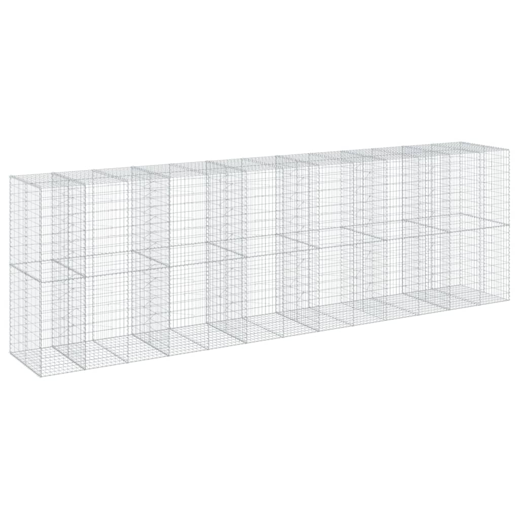 vidaXL Gabion Basket with Cover 650x100x200 cm Galvanised Iron 5