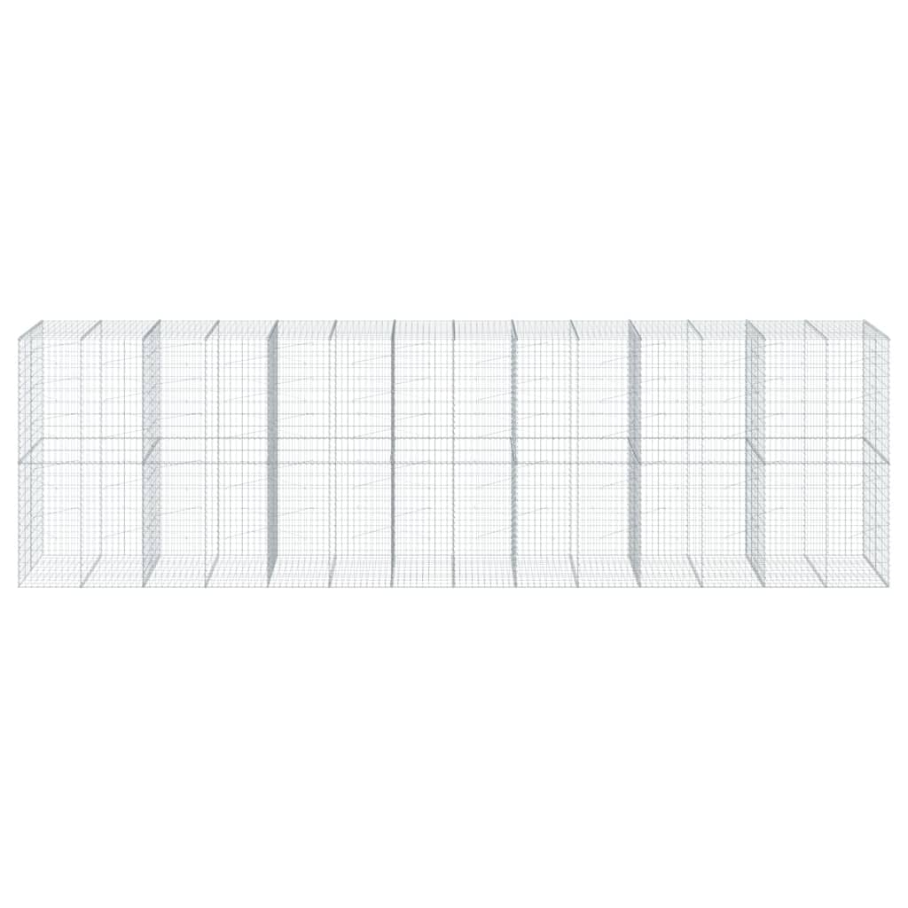 vidaXL Gabion Basket with Cover 700x100x200 cm Galvanised Iron 3