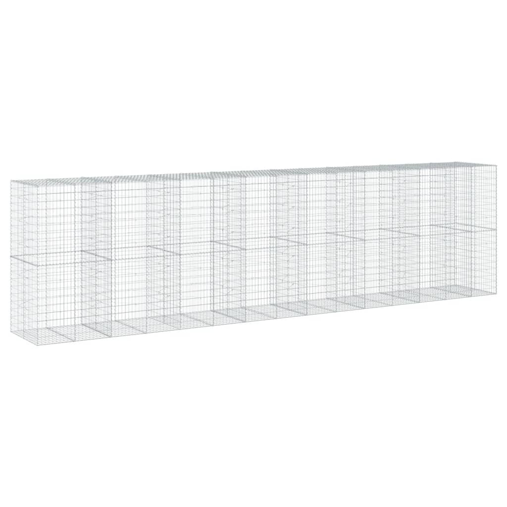 vidaXL Gabion Basket with Cover 750x100x200 cm Galvanised Iron 2