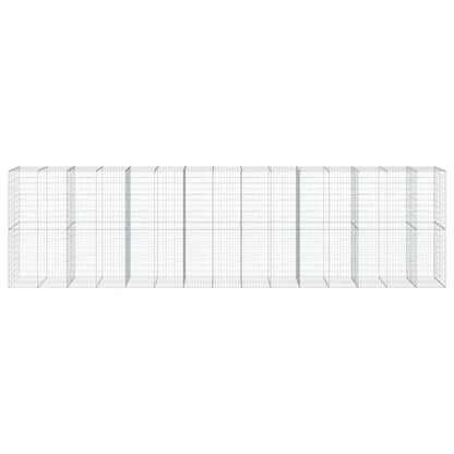 vidaXL Gabion Basket with Cover 750x100x200 cm Galvanised Iron 3