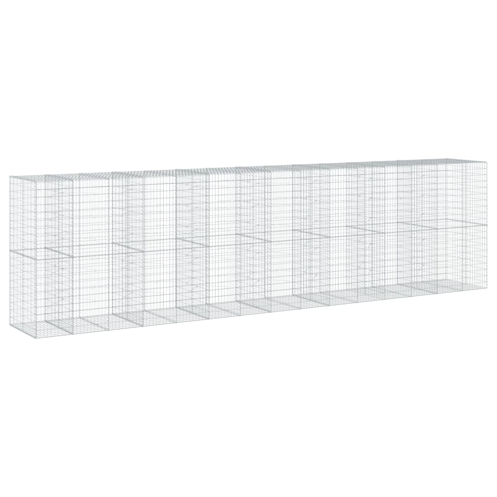 vidaXL Gabion Basket with Cover 750x100x200 cm Galvanised Iron 5