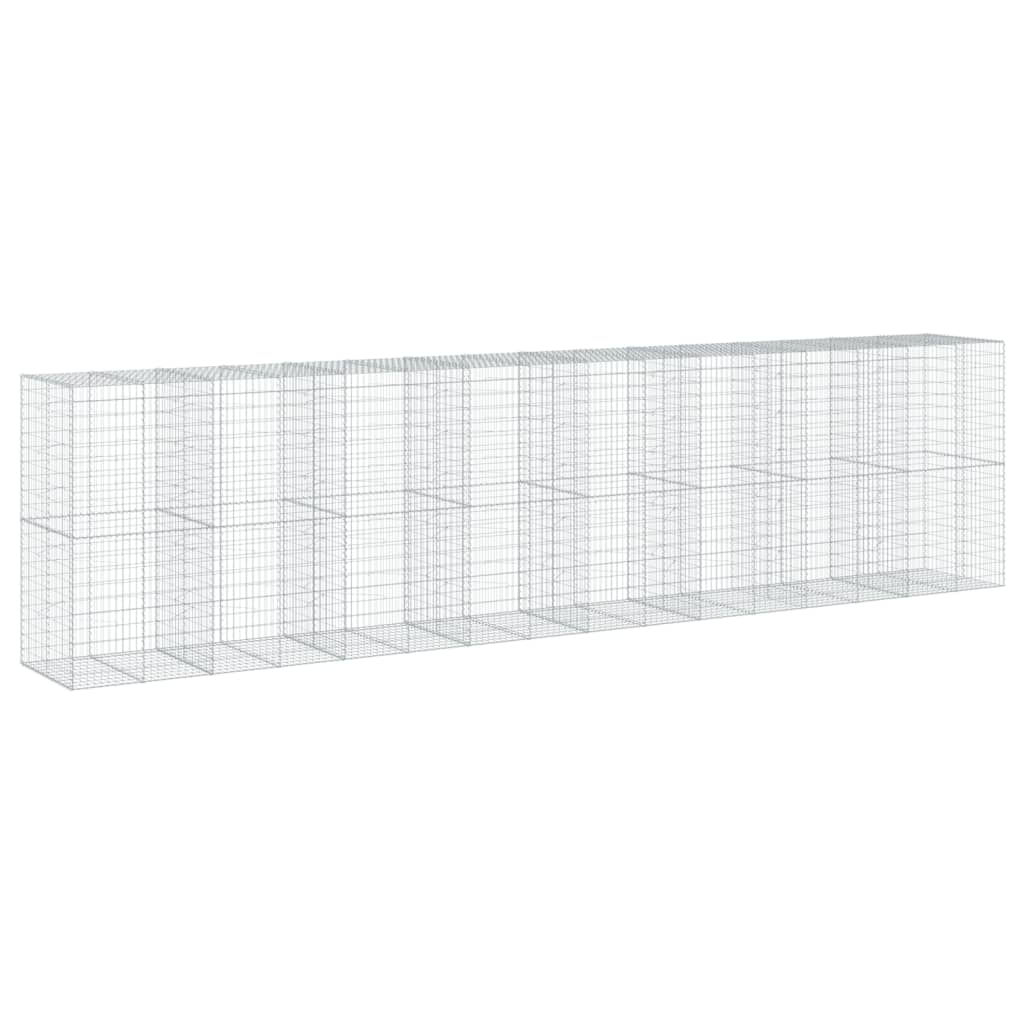 vidaXL Gabion Basket with Cover 800x100x200 cm Galvanised Iron 5