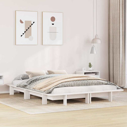Bed Frame without Mattress Solid Wood Pine Length 200 cm White 150 cm