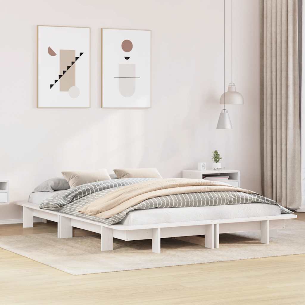 Bed Frame without Mattress Solid Wood Pine Length 200 cm White 120 cm