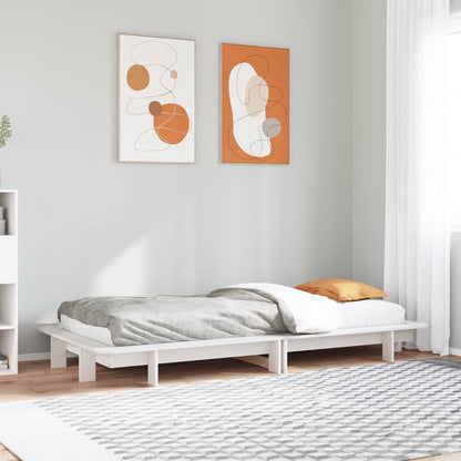 Bed Frame without Mattress Solid Wood Pine Length 200 cm White 100 cm
