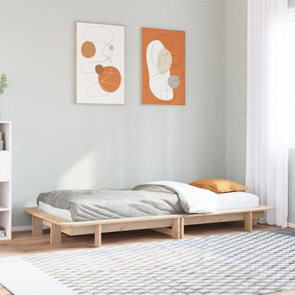 Bed Frame without Mattress Solid Wood Pine Length 200 cm Natural 90 cm
