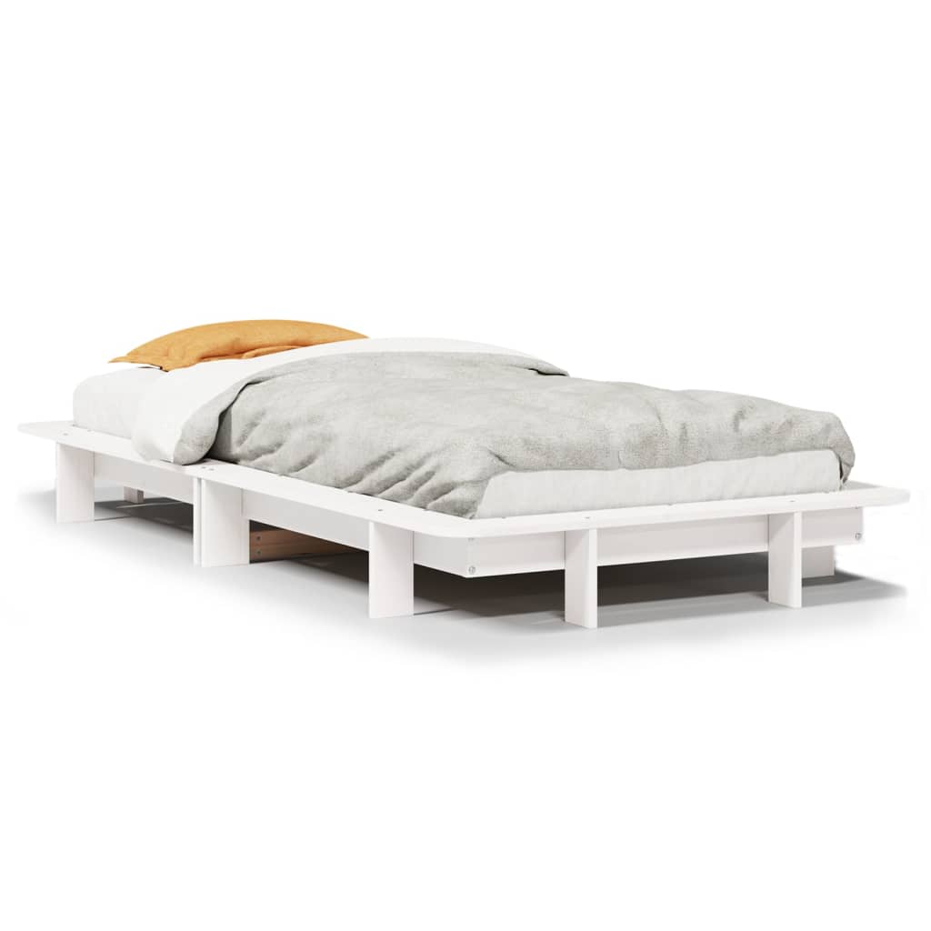 Bed Frame without Mattress Solid Wood Pine Length 200 cm White 90 cm
