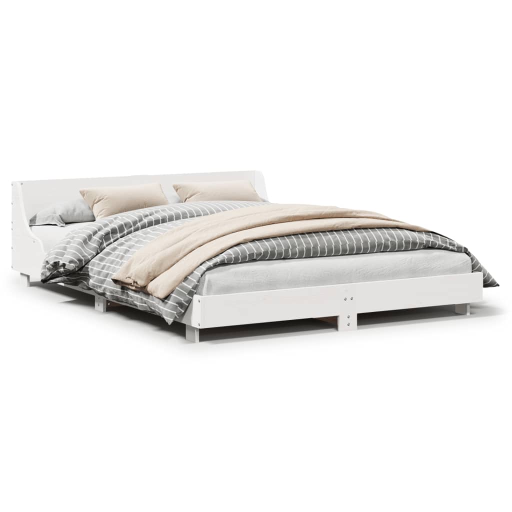 Bed Frame without Mattress Solid Wood Pine Length 190 cm White 140 cm
