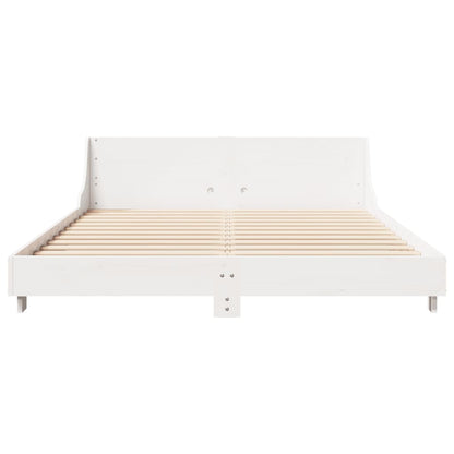 Bed Frame without Mattress Solid Wood Pine Length 190 cm White 140 cm