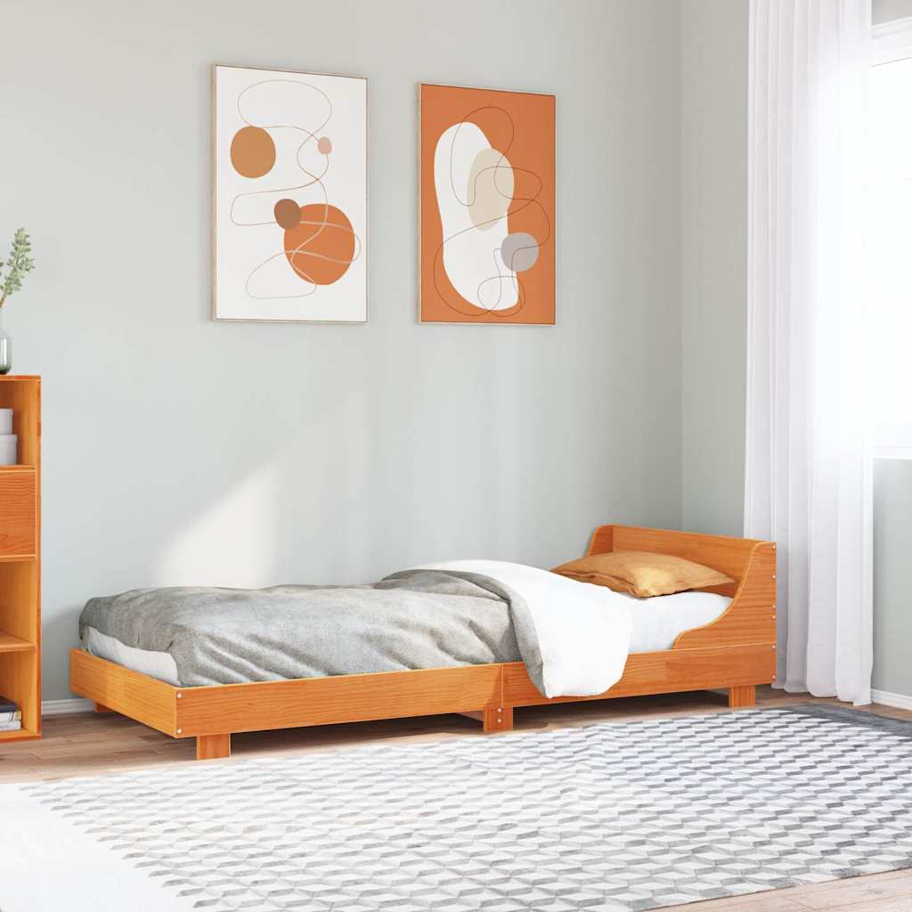 Bed Frame without Mattress Solid Wood Pine Length 190 cm Wax brown 90 cm