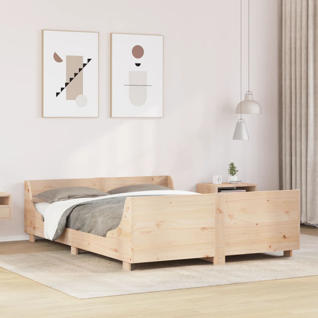 Bed Frame without Mattress Solid Wood Pine Length 190 cm Natural 120 cm