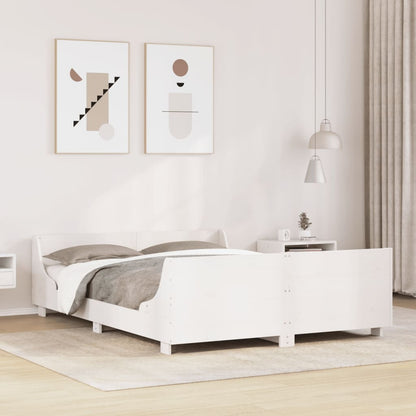 Bed Frame without Mattress Solid Wood Pine Length 190 cm White 120 cm
