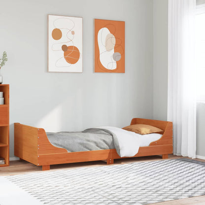 Bed Frame without Mattress Solid Wood Pine Length 190 cm Wax brown 90 cm