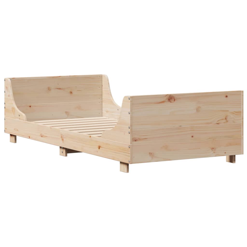 Bed Frame without Mattress Solid Wood Pine Length 190 cm Natural 75 cm