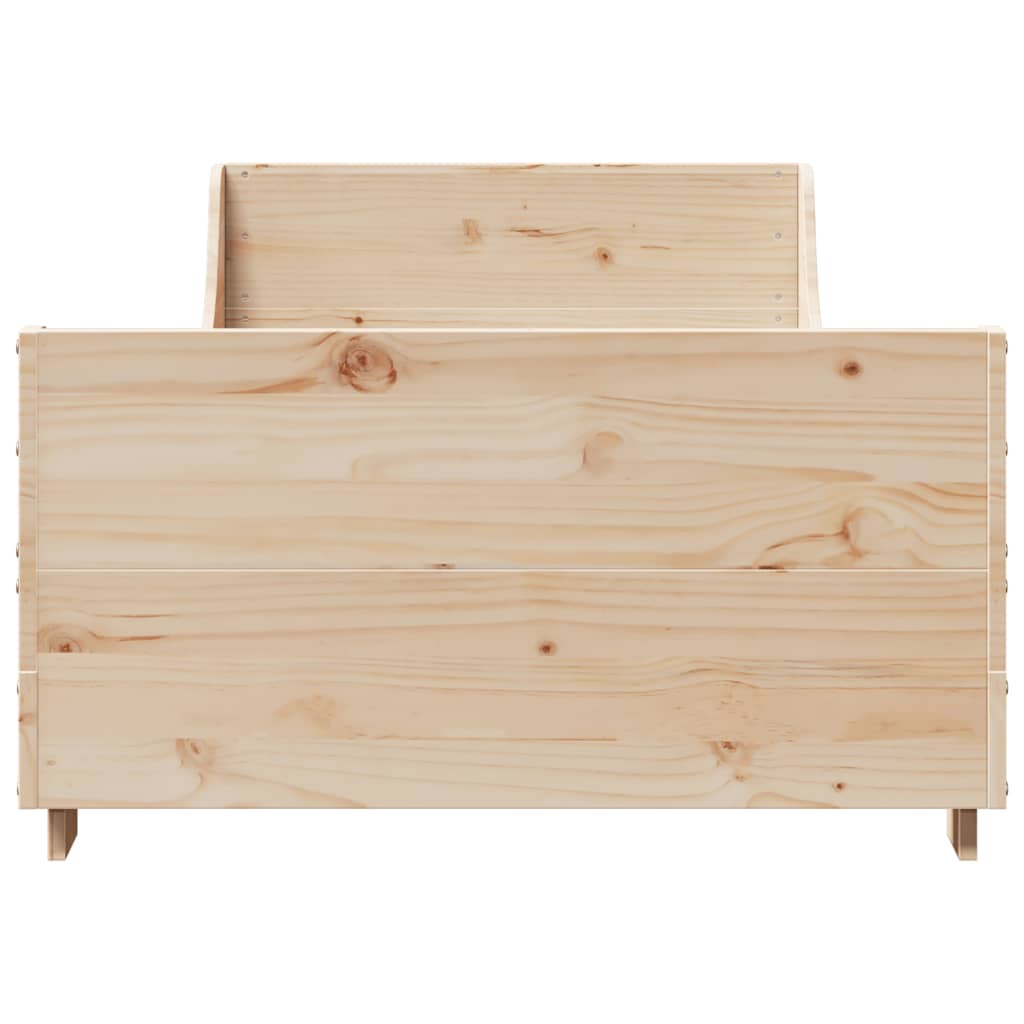 Bed Frame without Mattress Solid Wood Pine Length 190 cm Natural 75 cm
