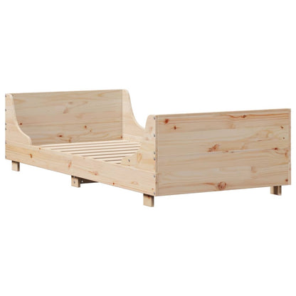Bed Frame without Mattress Solid Wood Pine Length 190 cm Natural 75 cm