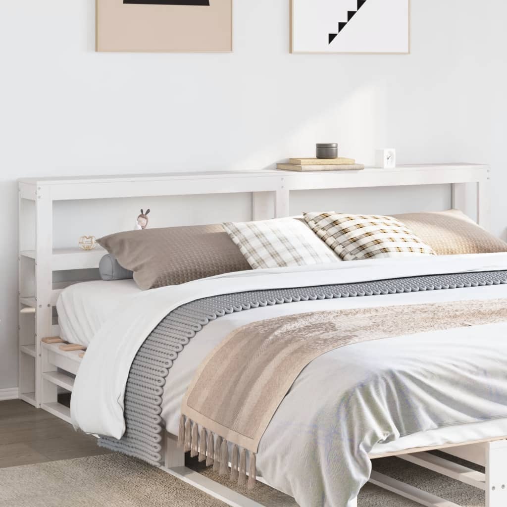 Headboard with Shelves 90 cm Solid Wood Pine White 186 x 19 x 82 cm