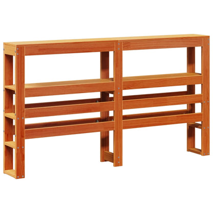 Headboard with Shelves 90 cm Solid Wood Pine Wax Brown 126 x 19 x 82 cm