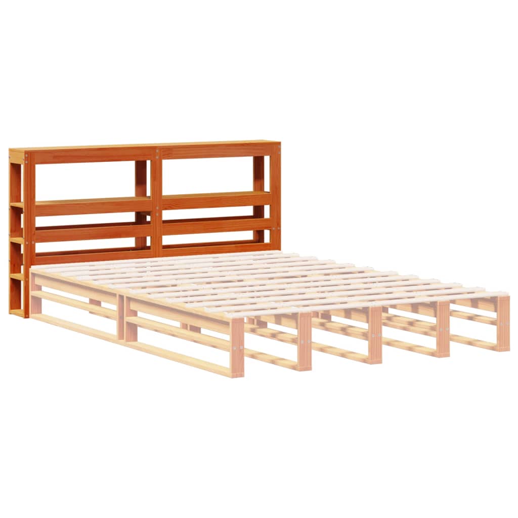 Headboard with Shelves 90 cm Solid Wood Pine Wax Brown 126 x 19 x 82 cm