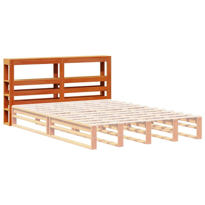 Headboard with Shelves 90 cm Solid Wood Pine Wax Brown 126 x 19 x 82 cm