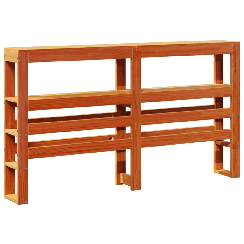 Headboard with Shelves 90 cm Solid Wood Pine Wax Brown 126 x 19 x 82 cm