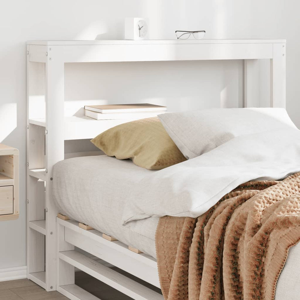 vidaXL Headboard with Shelves 90 cm Solid Wood Pine White
