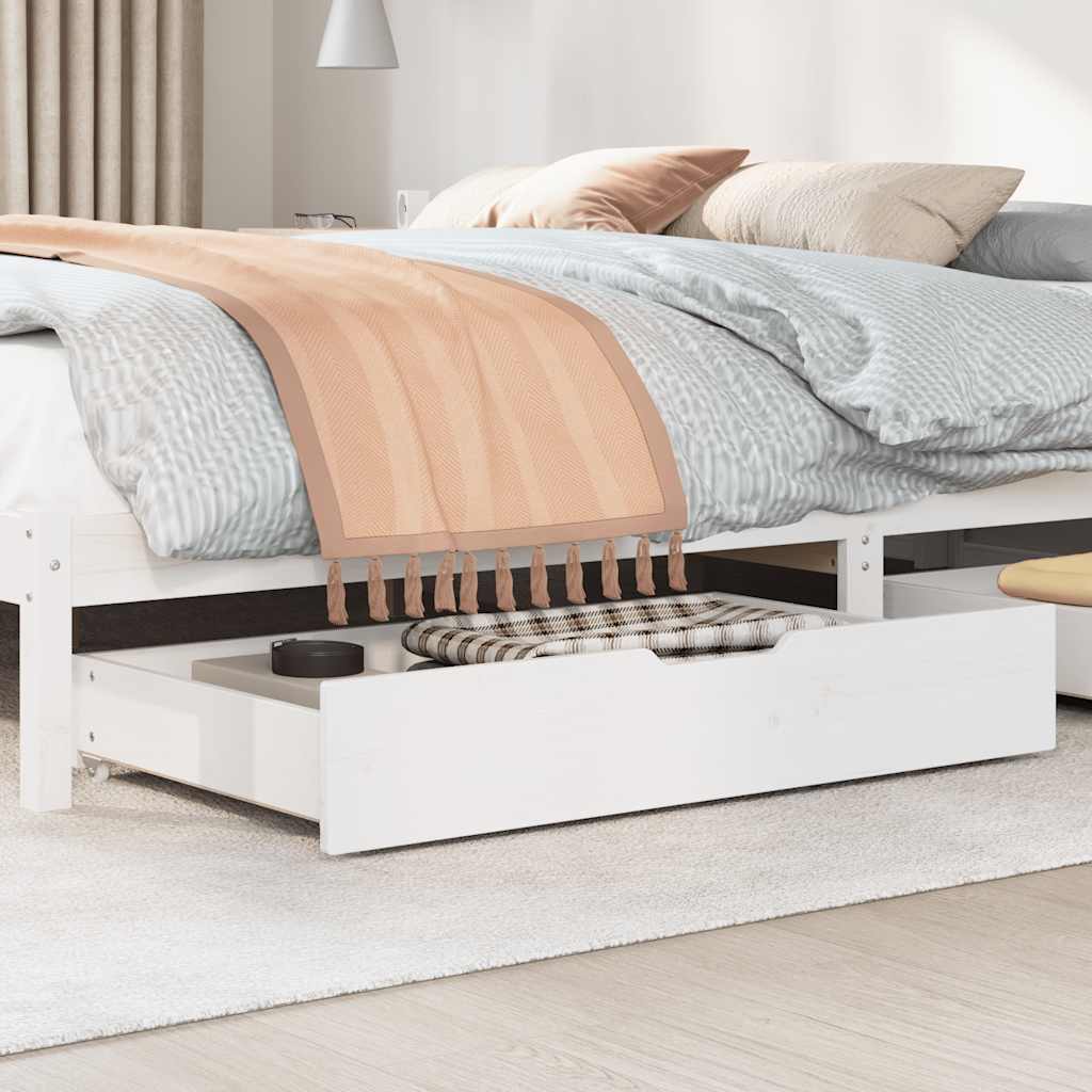 Under-Bed Drawers 2 pcs 95x55x17 cm Solid Wood Pine White 90 x 55 x 16 cm