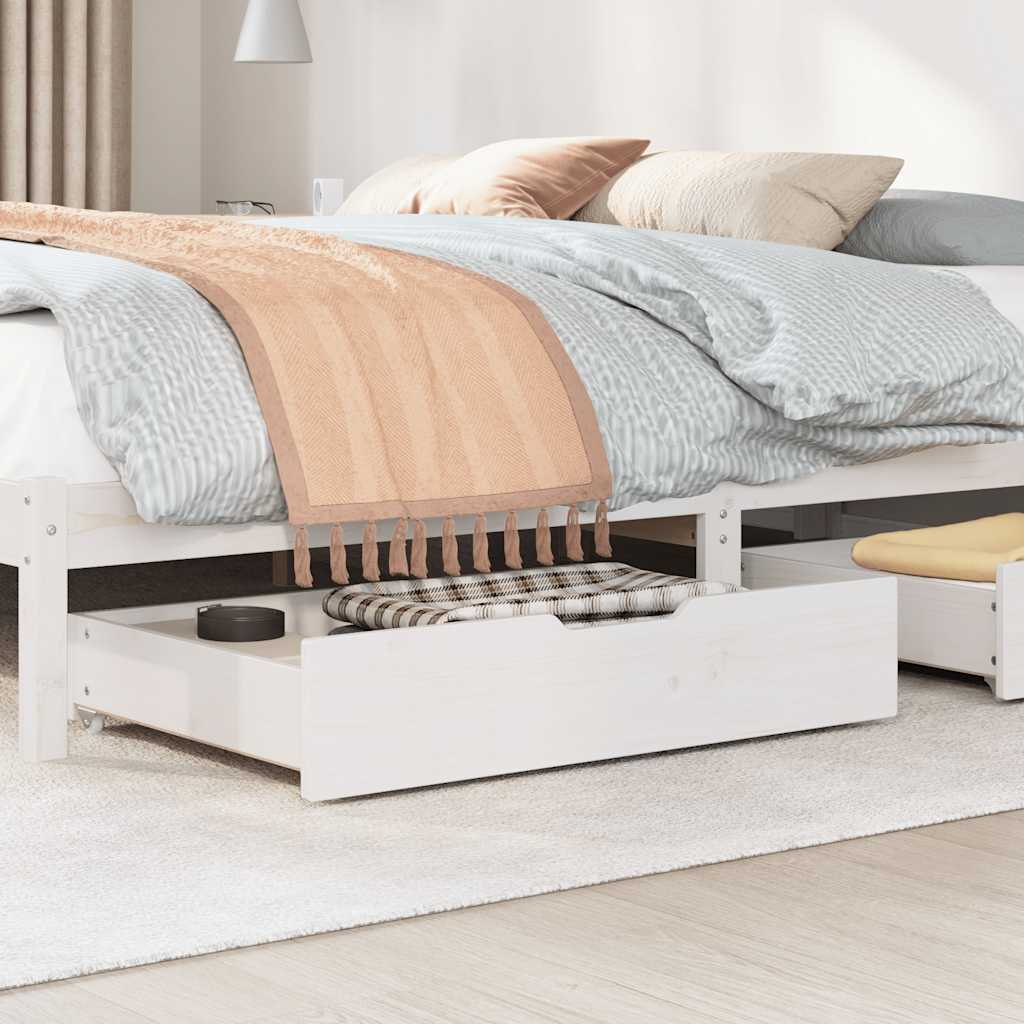 Under-Bed Drawers 2 pcs 95x55x17 cm Solid Wood Pine White 80 x 55 x 16 cm