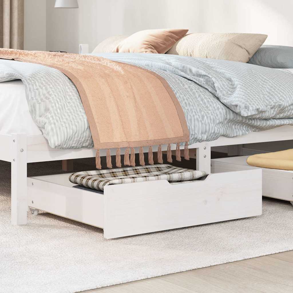 Under-Bed Drawers 2 pcs 95x55x17 cm Solid Wood Pine White 65 x 55 x 16 cm