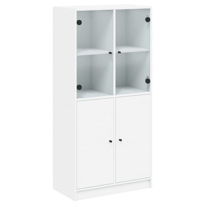 Highboard with Doors 68x37x142 cm Engineered Wood White 68 cm