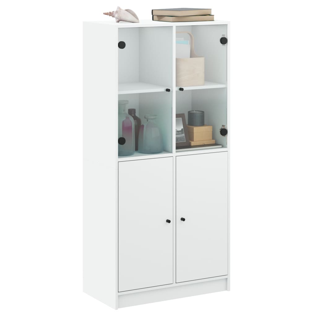 Highboard with Doors 68x37x142 cm Engineered Wood White 68 cm