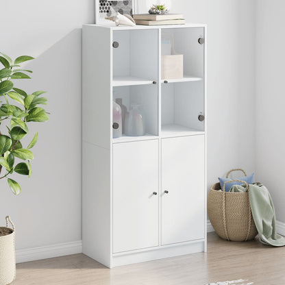Highboard with Doors 68x37x142 cm Engineered Wood White 68 cm