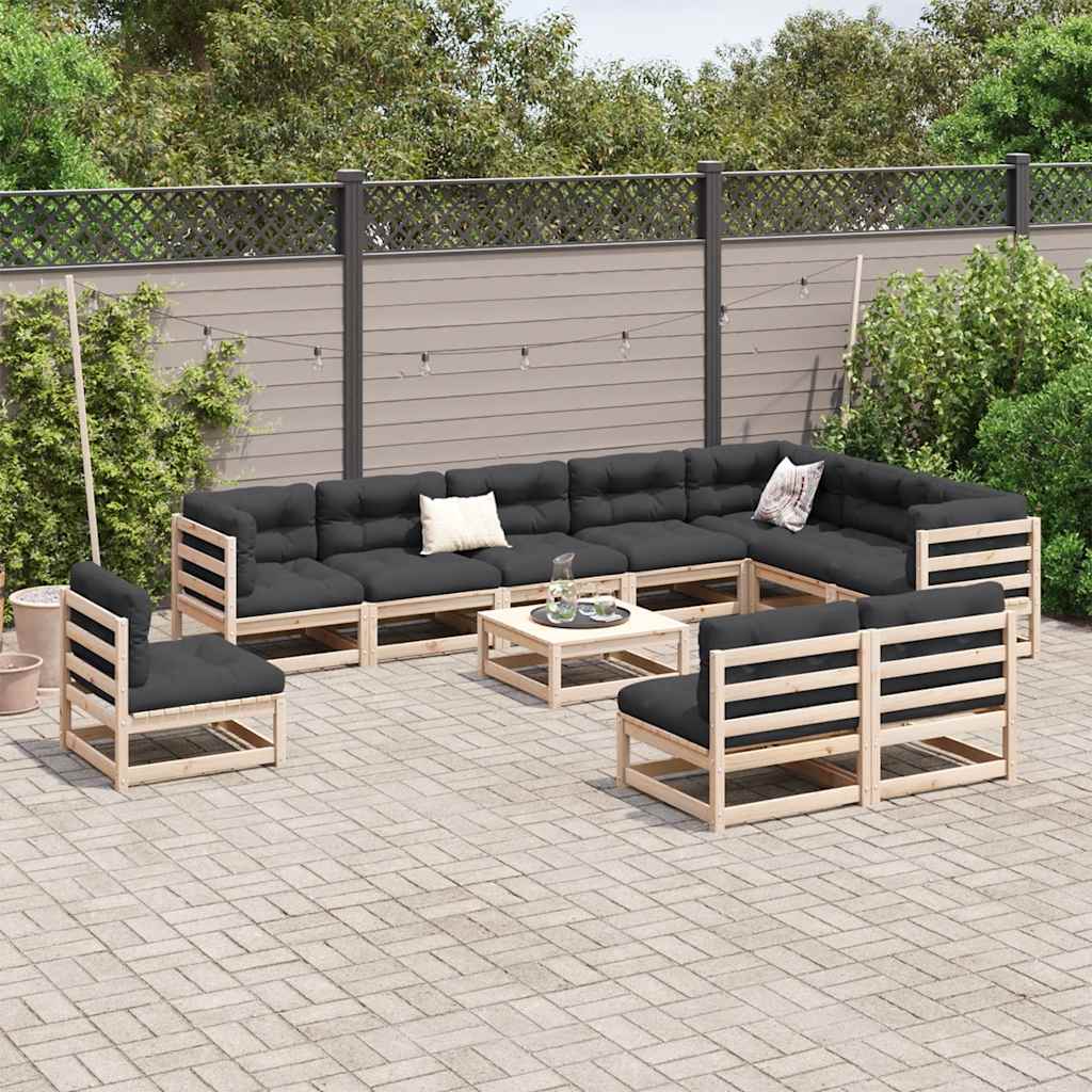 vidaXL 11 Piece Garden Sofa Set Solid Wood Pine 3