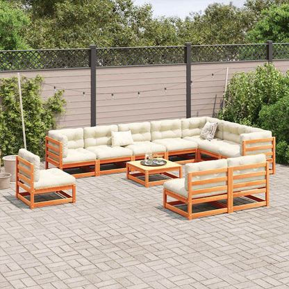 11 Piece Garden Sofa Set Solid Wood Pine Wax brown