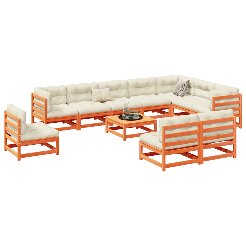 vidaXL 11 Piece Garden Sofa Set Wax Brown Solid Wood Pine 1