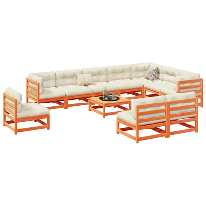 vidaXL 11 Piece Garden Sofa Set Wax Brown Solid Wood Pine 1