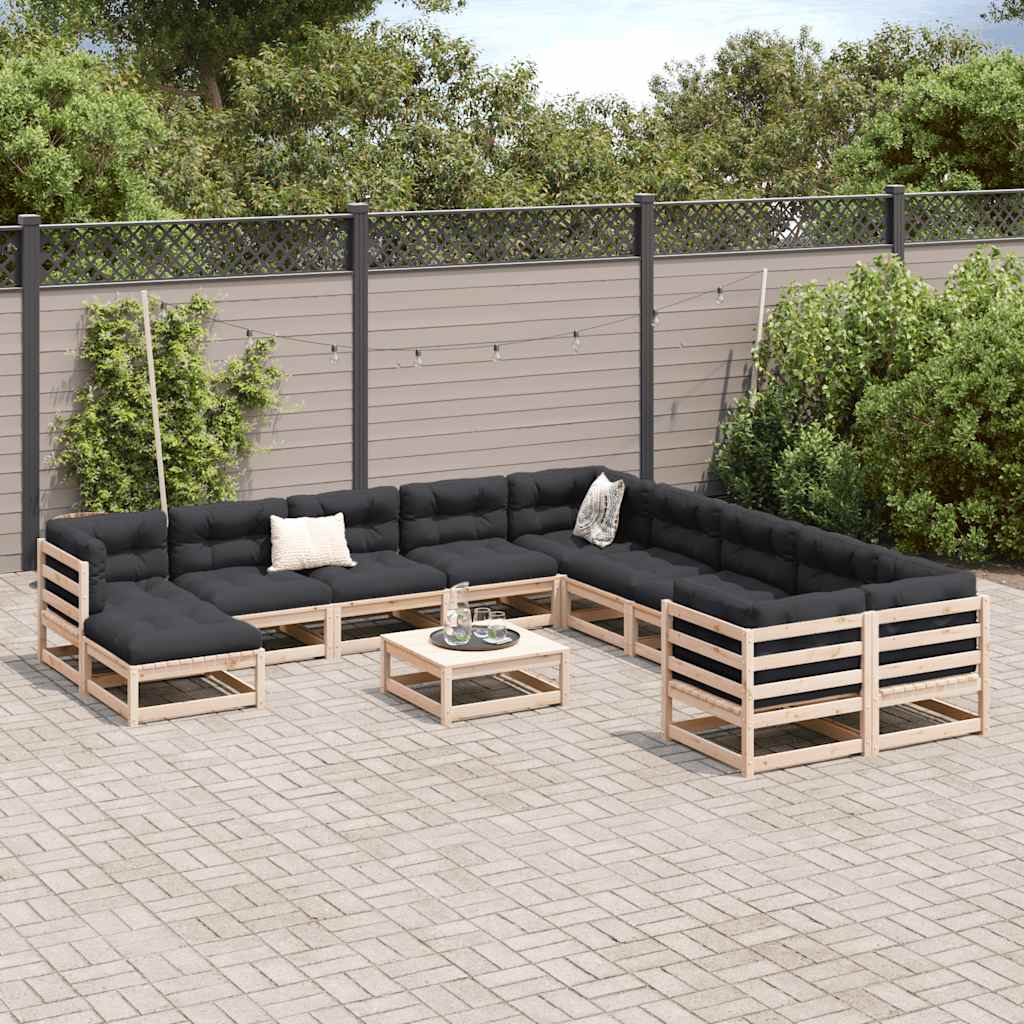 vidaXL 12 Piece Garden Sofa Set Solid Wood Pine 3