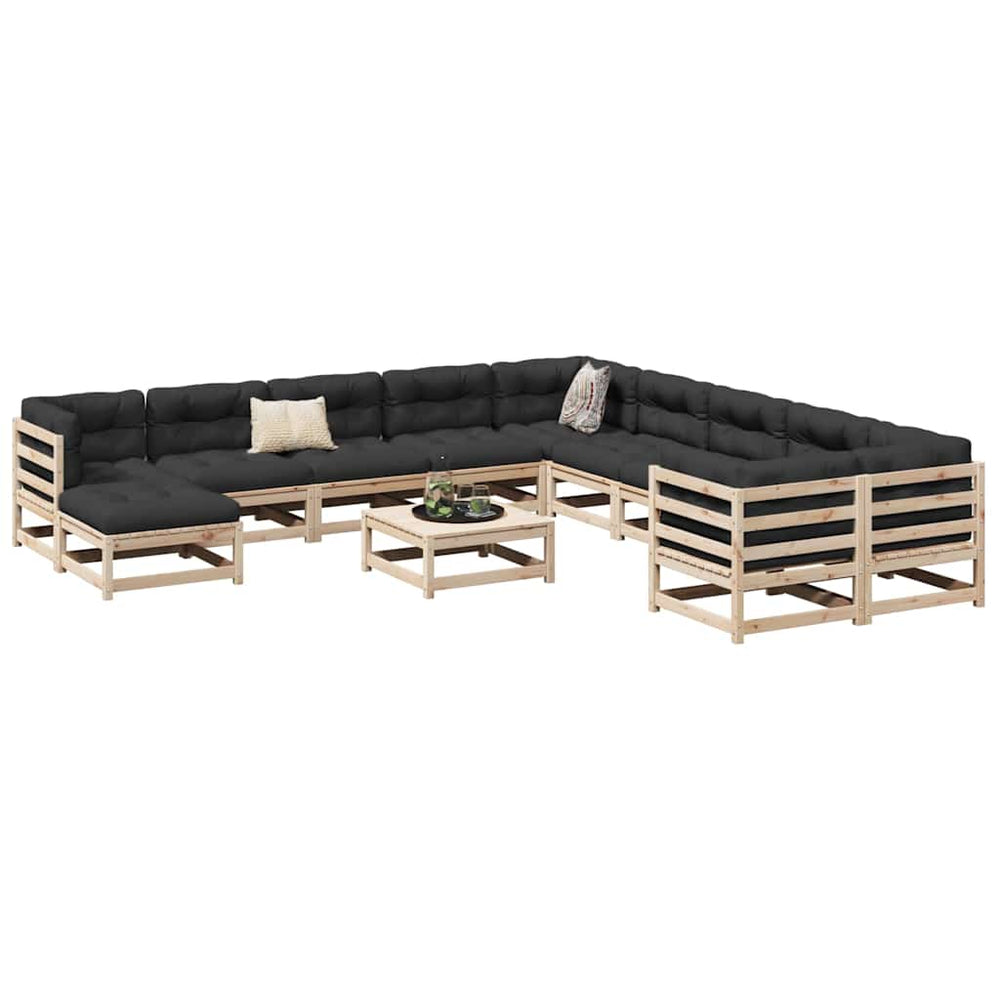 vidaXL 12 Piece Garden Sofa Set Solid Wood Pine